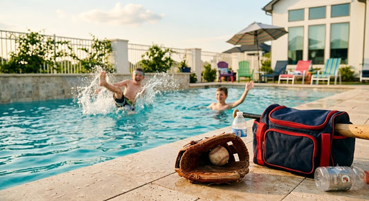 Youth pitcher resetting and recharging for fall baseball season with a portable pitching mound