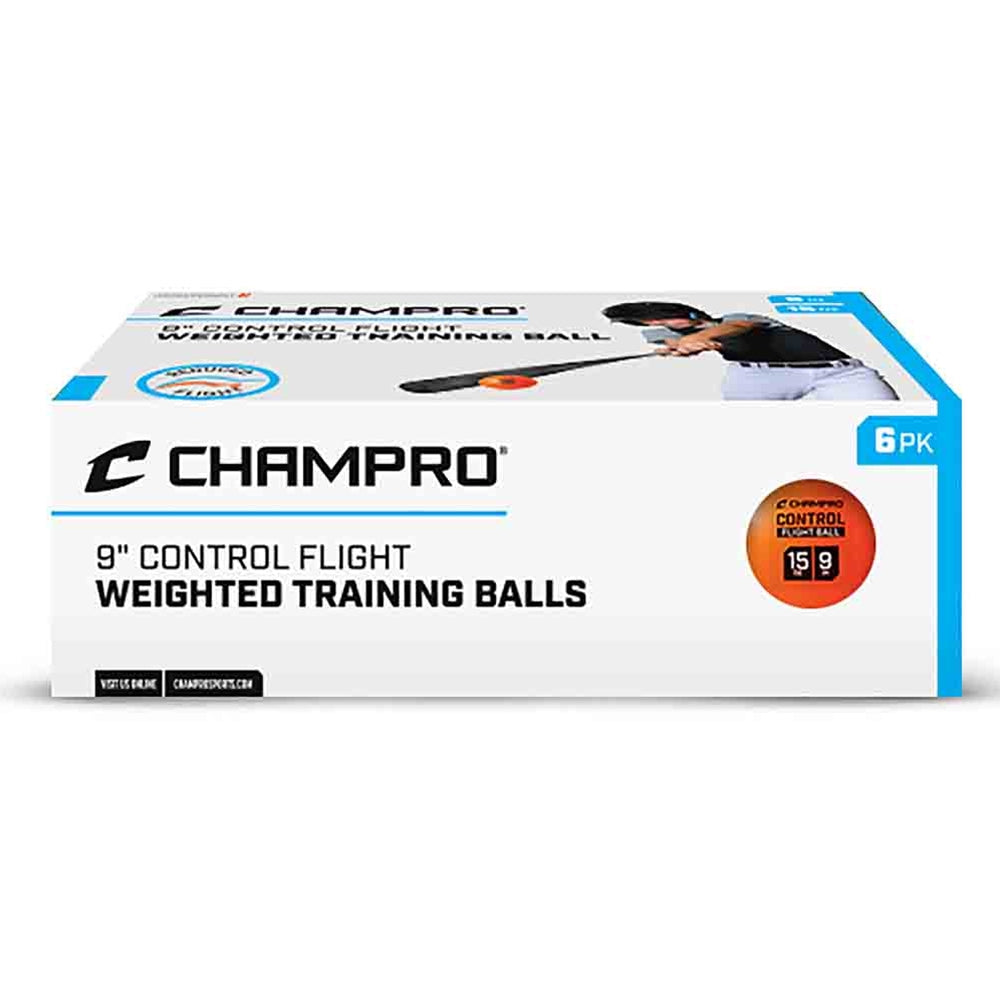 Champro 9" Control Flight weighted balls for baseball hitting practice - 6 pack training tool.