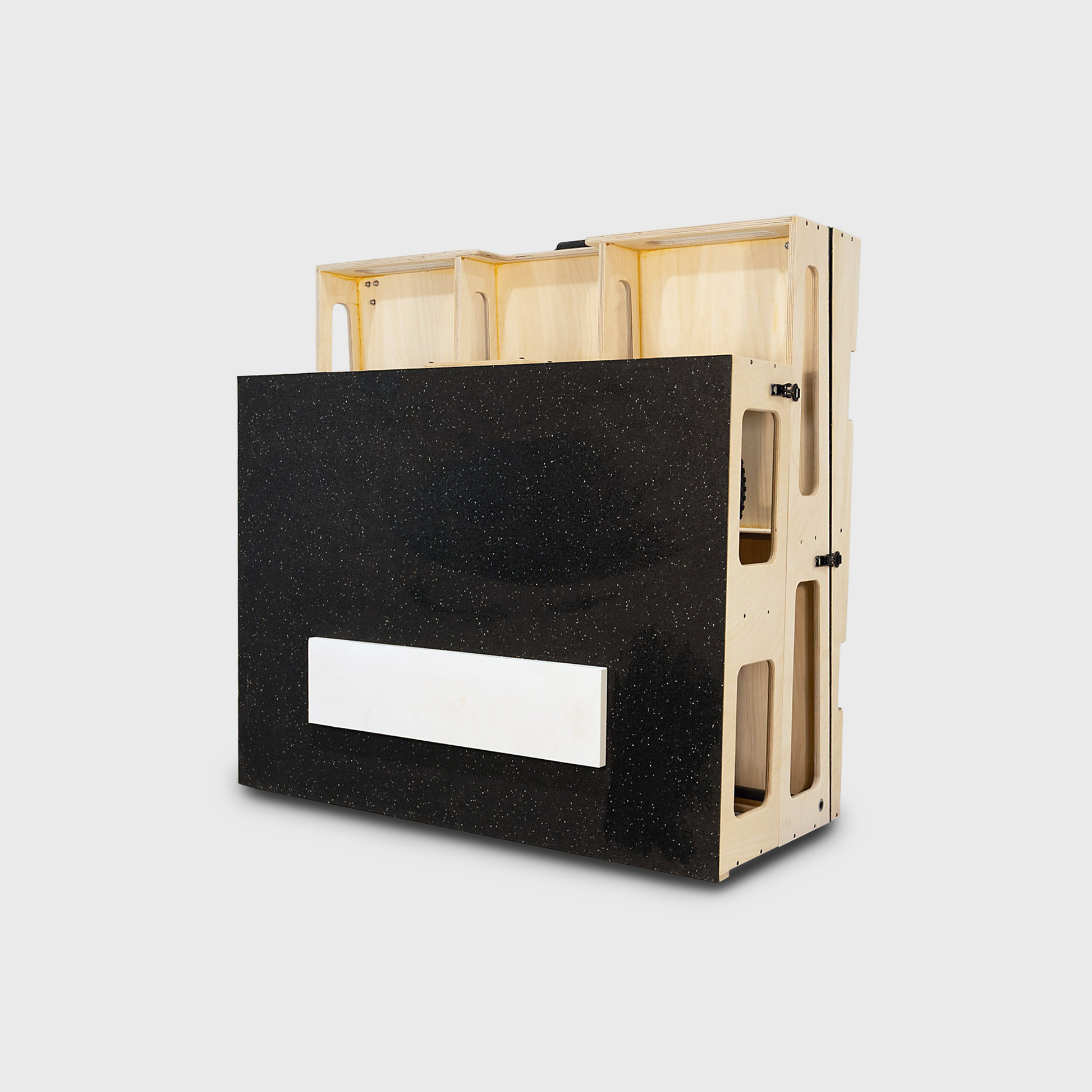 Velocity Wheeled 8-Inch Portable Pitching mound in the vertical storage position.