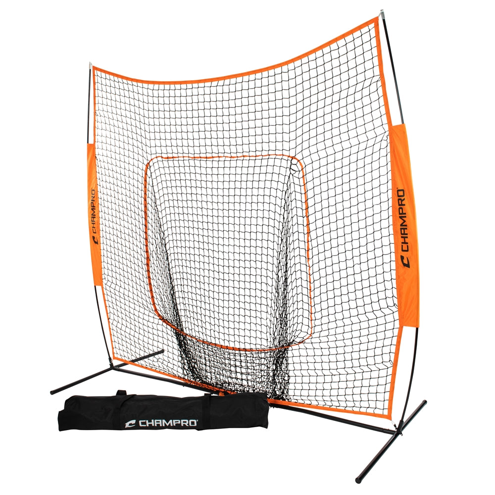 Champro's Baseball Throwing & Hitting Net-MVP Portable Sock Screen 7x7 with included carry bag.