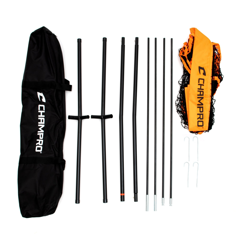 Everything included with Champro's Baseball Throwing & Hitting Net-MVP Portable Sock Screen 7x7