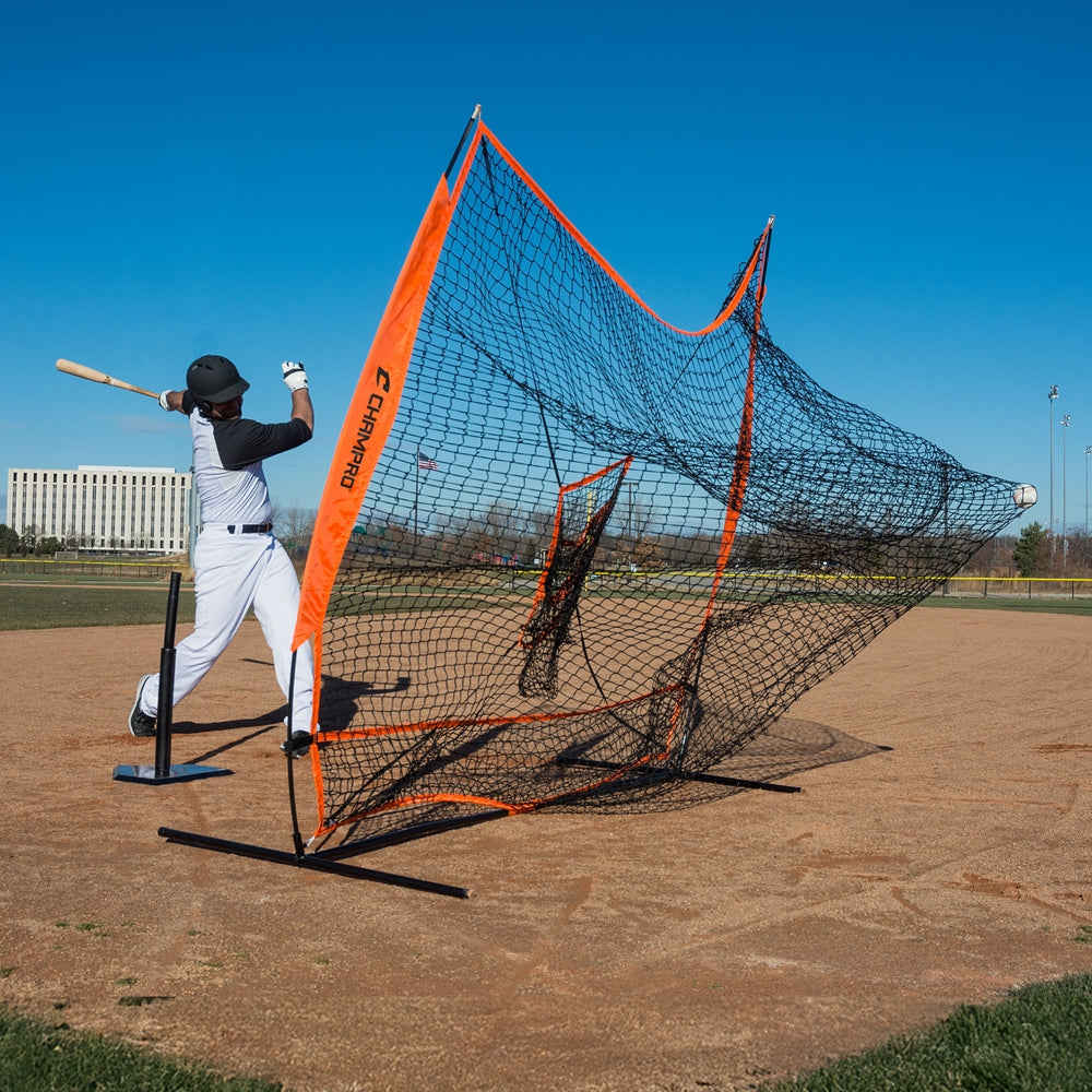 Baseball Pitching MVP Pop Up Screen & Strike Zone 7x7 being used for hitting practice.